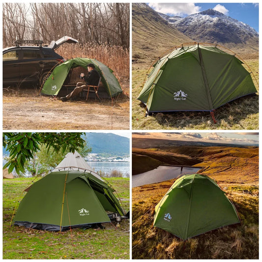 Night Cat Backpacking Tent Two Person Double Layer Waterproof Lightweight