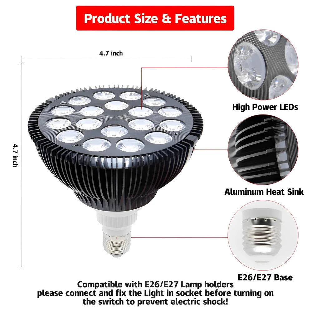High-Concerned Chemical Red Light Therapy Lamp With Holder 660nm 850nm