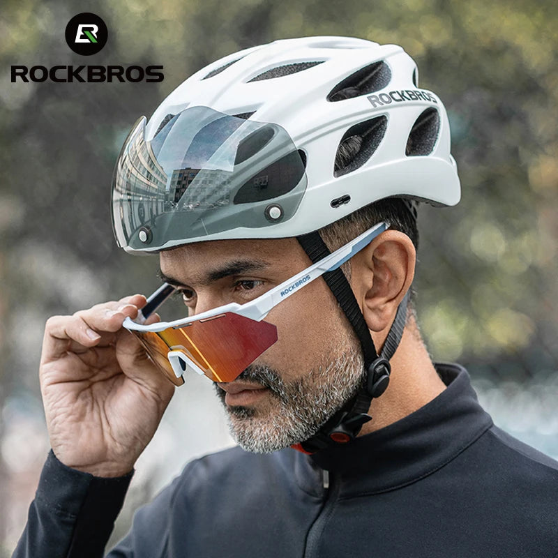 Rocbros Lightweight Integrated Cycling Helmet With Goggles For Men And Women
