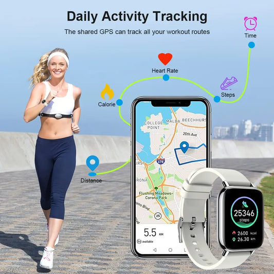 Jxrev Smart Watch Fitness Tracker With Touch Display And Bluetooth