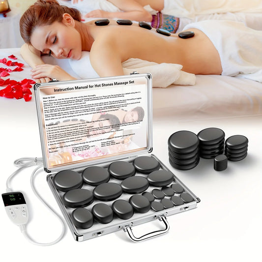 HolistHeal Professional Adjustable Hot Stone Massage Heater Set