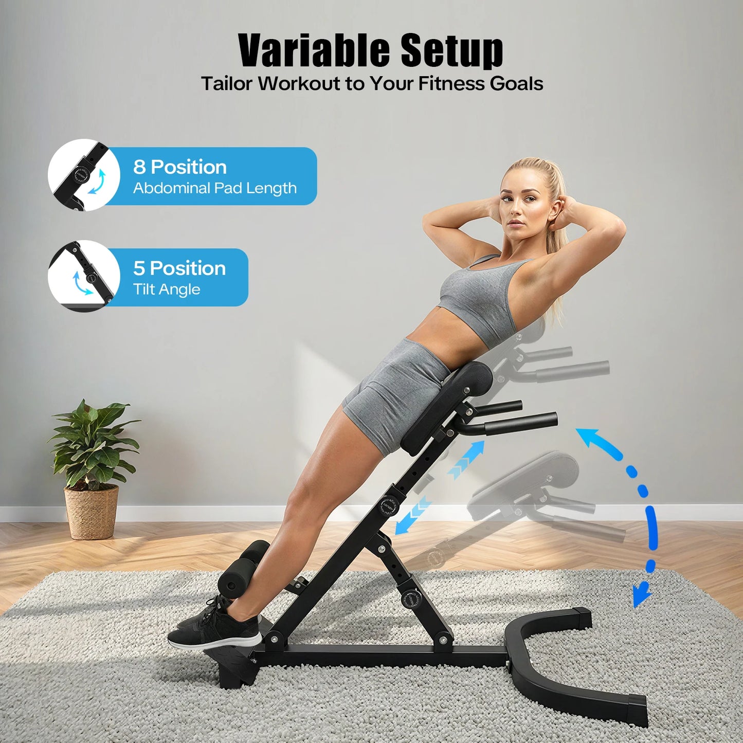 Hyperextension Bench With Adjustable Angles For Home Gym