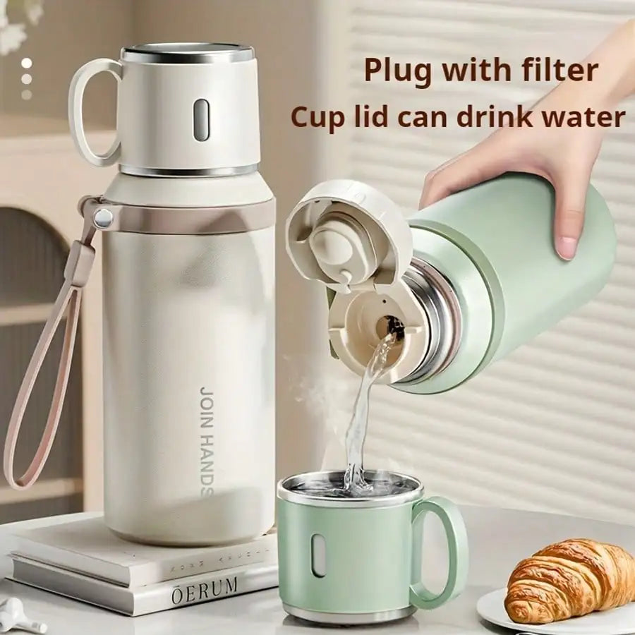 304 Stainless Steel Portable Thermal Water Bottle With Cup Lid