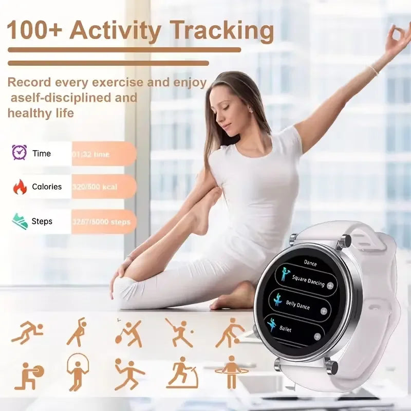 W&O Smart Watch for Women AMOLED 1.8 Inch Bluetooth Calls Health Tracker