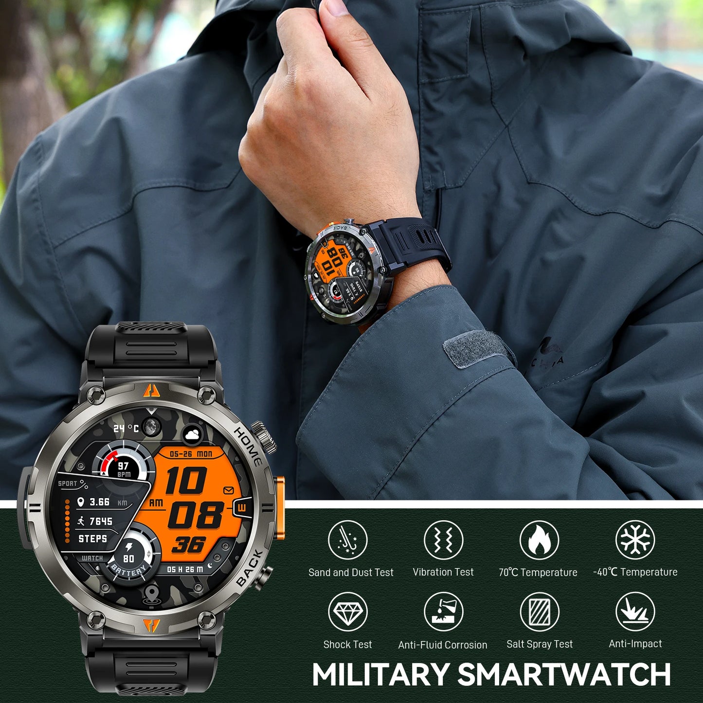EIGIIS KE3 Bluetooth Call Smartwatch for Men With Heart Rate
