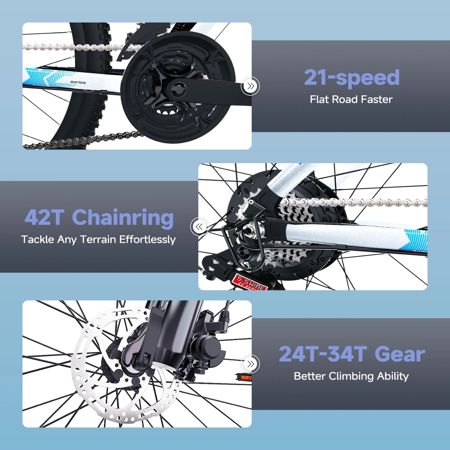 QNUT 1000W Adult Electric Mountain Bike With Removable Battery