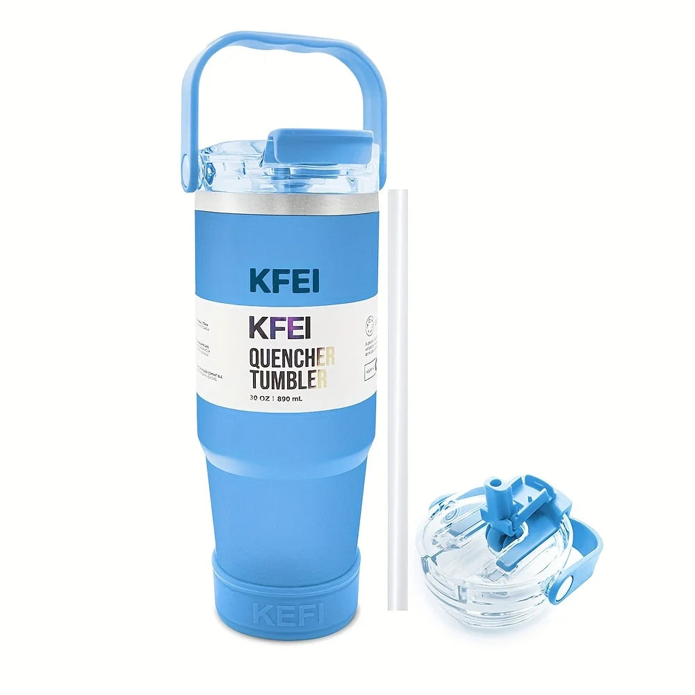 30 Ounce Double Wall Stainless Steel Insulated Tumbler With Lid And Straw