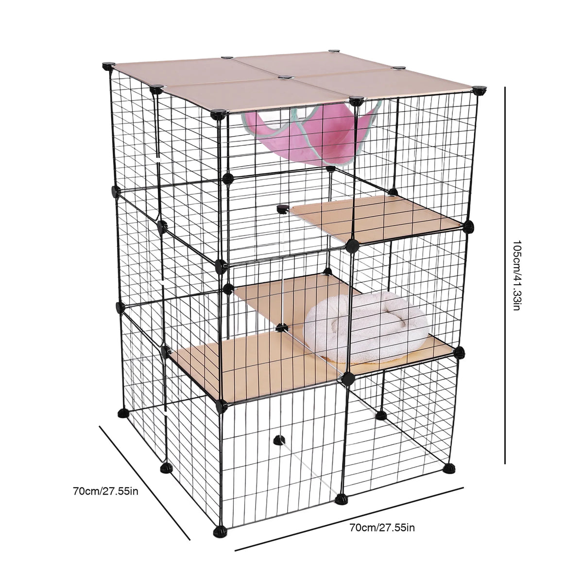 Atutin 3 Tier Indoor Cat Enclosure Wire Kennel With Hammock