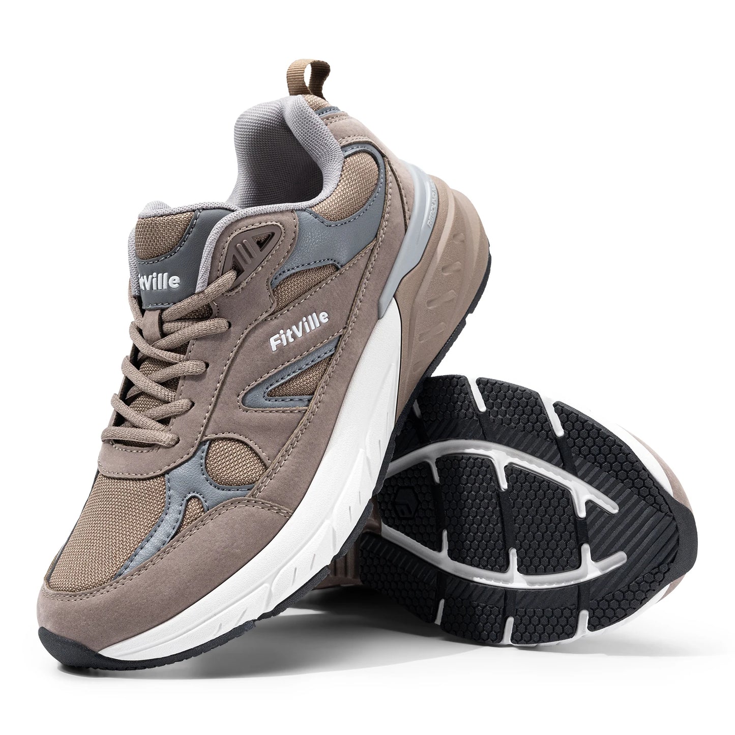 FitVille Newest Walking Shoes for Men Wide Width Sneakers with Arch Support for Flat Feet Heel Pain Relief Plantar Fasciitis