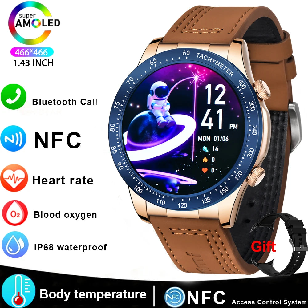 Smart Watch Men With AMOLED Screen Bluetooth Call Heart Rate