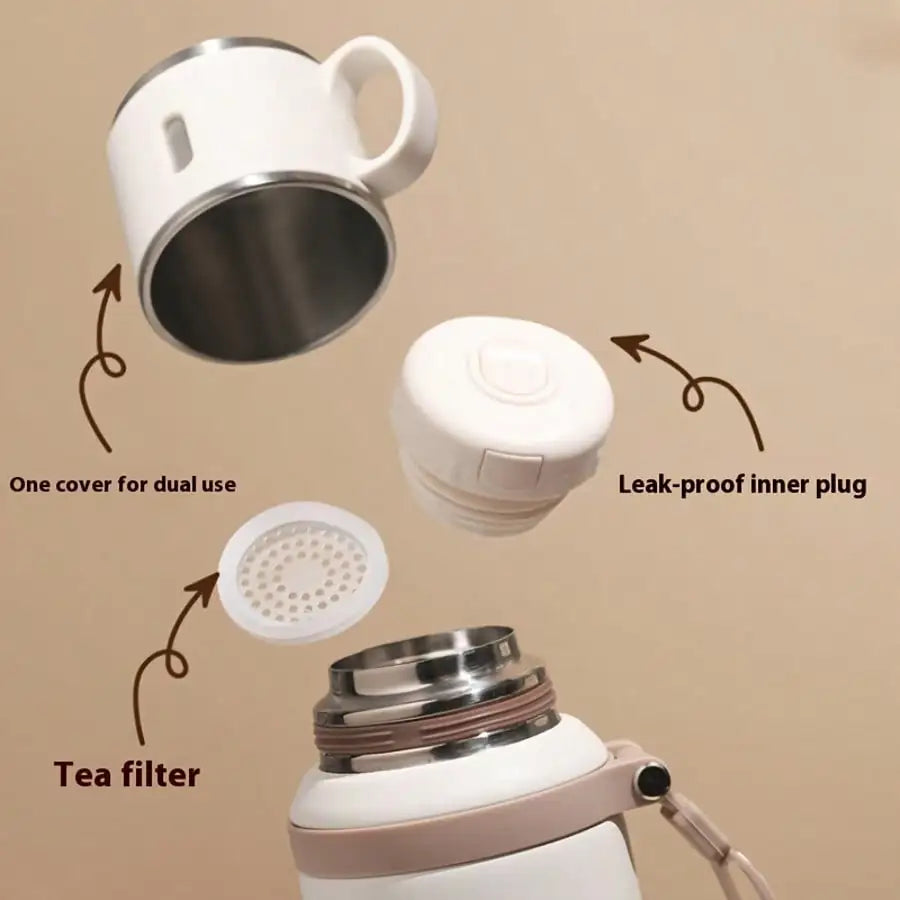 304 Stainless Steel Portable Thermal Water Bottle With Cup Lid