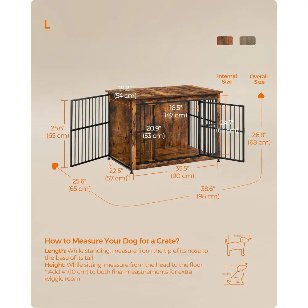 Heavy Duty Wooden Dog Crate Furniture With Side Table