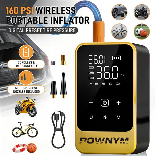 Pownym Multifunctional Wireless Tire Inflator Jump Starter With Digital Gauge