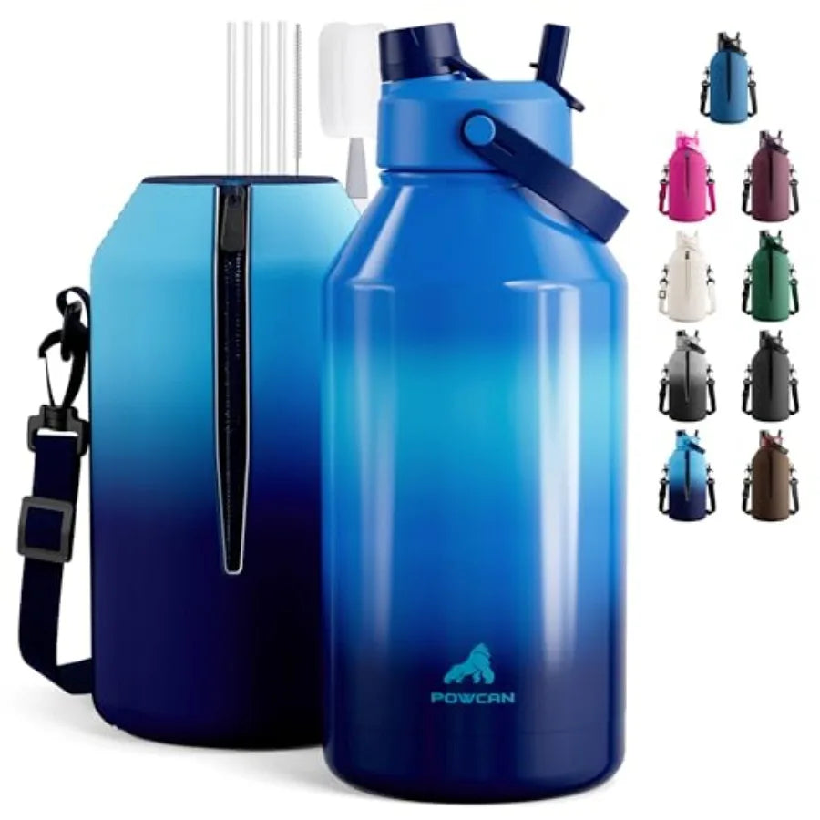 Leakproof Insulated Water Bottle With Straw Spout Lid