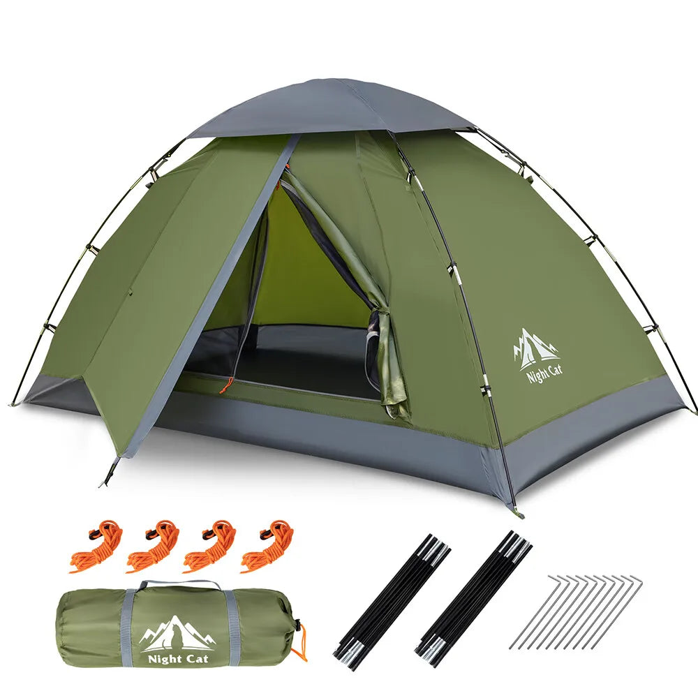 Night Cat Lightweight Backpacking Tent Adults Rainproof Easy Setup Camping