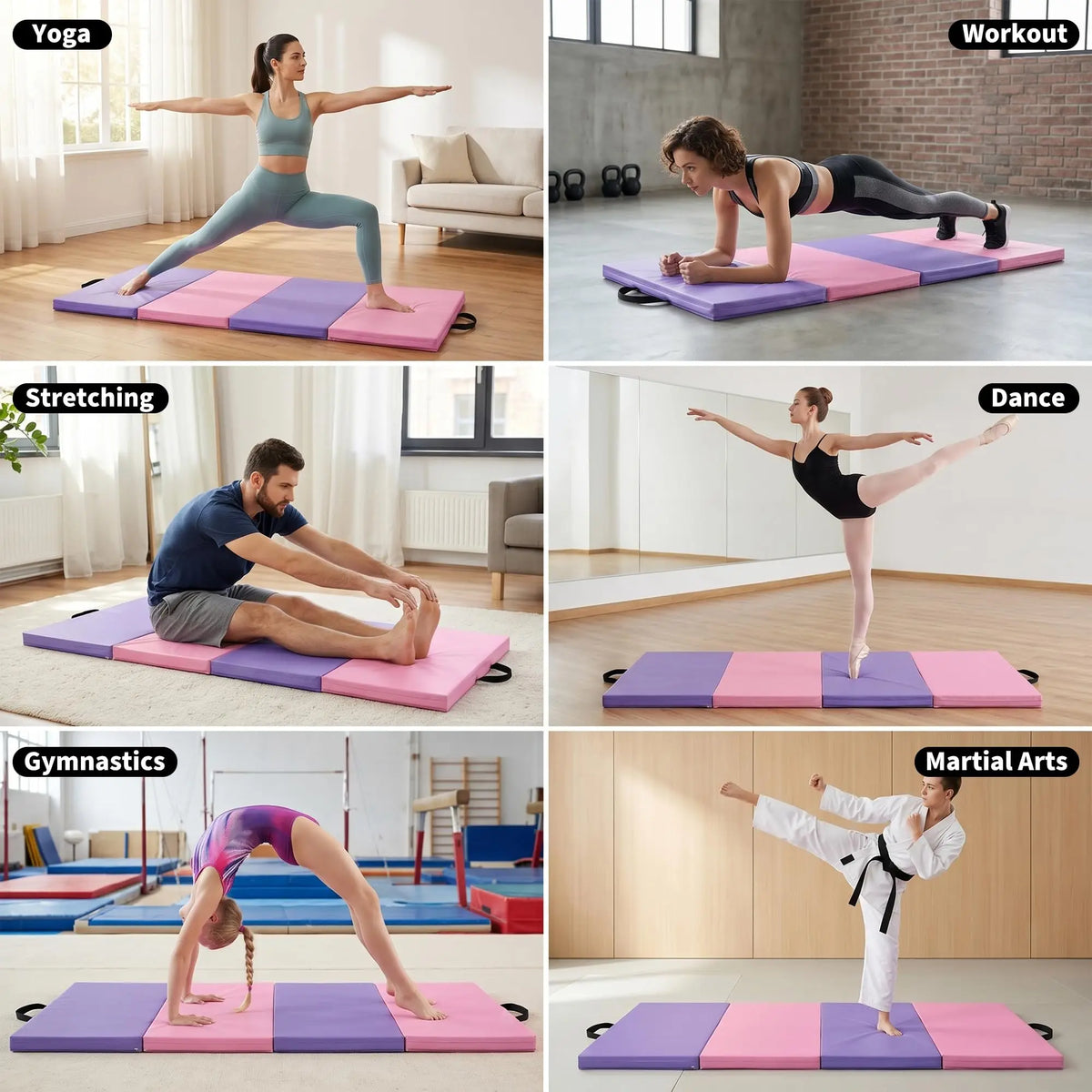 HiMISS Four Fold Gymnastics Mat For Home Gym Training
