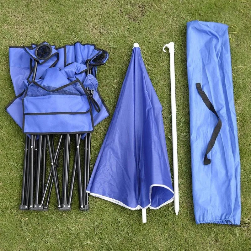 Dual Beach Camping Chair With Umbrella Table