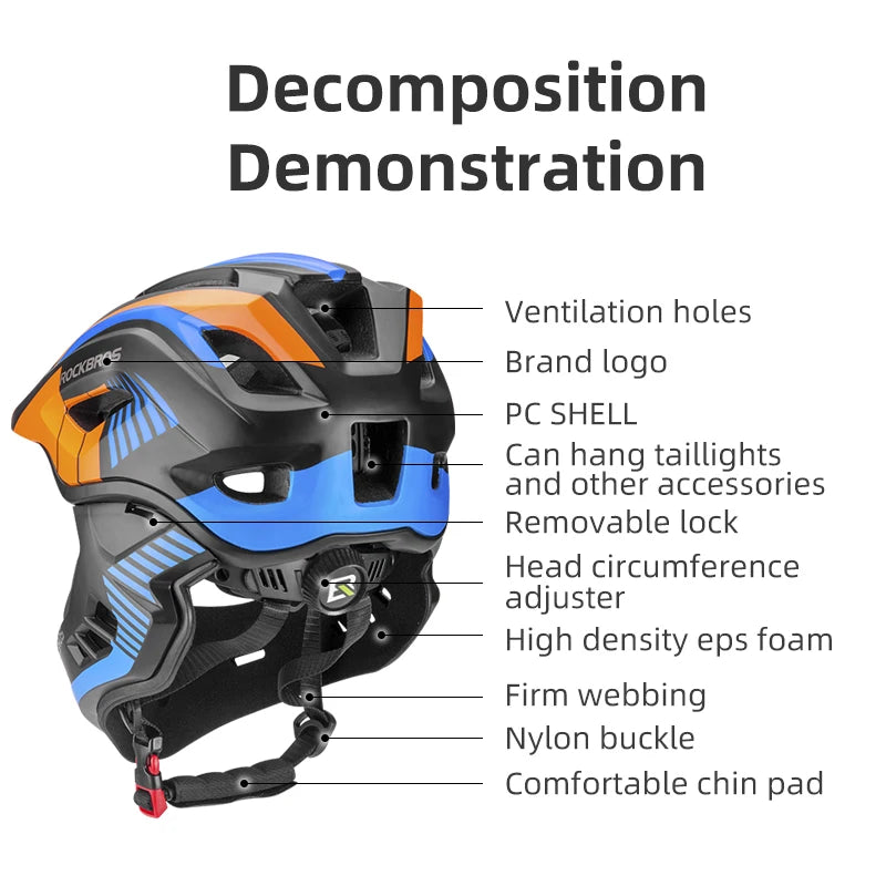Rockbros Child Detachable Full Face Impact Resistant Cycling Helmet