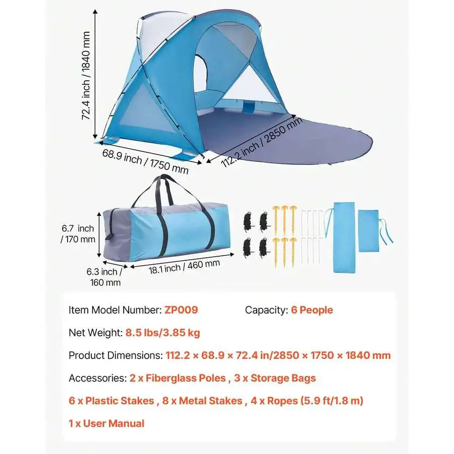 Beach Tent Sun Shelter With UPF 50 Protection