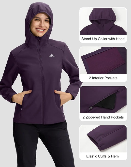 Pioneer Camp Women Softshell Jacket Fleece Lined Waterproof Windbreaker Hiking