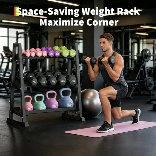 3-Tier Trapezoidal H-Frame Dumbbell Rack 1300LBS Capacity Weight Stand For Dumbbells Kettlebells Weight Plates Home Gym