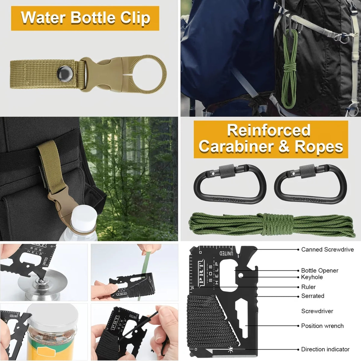 Professional Survival Outdoor Gear Set With Fire Starters
