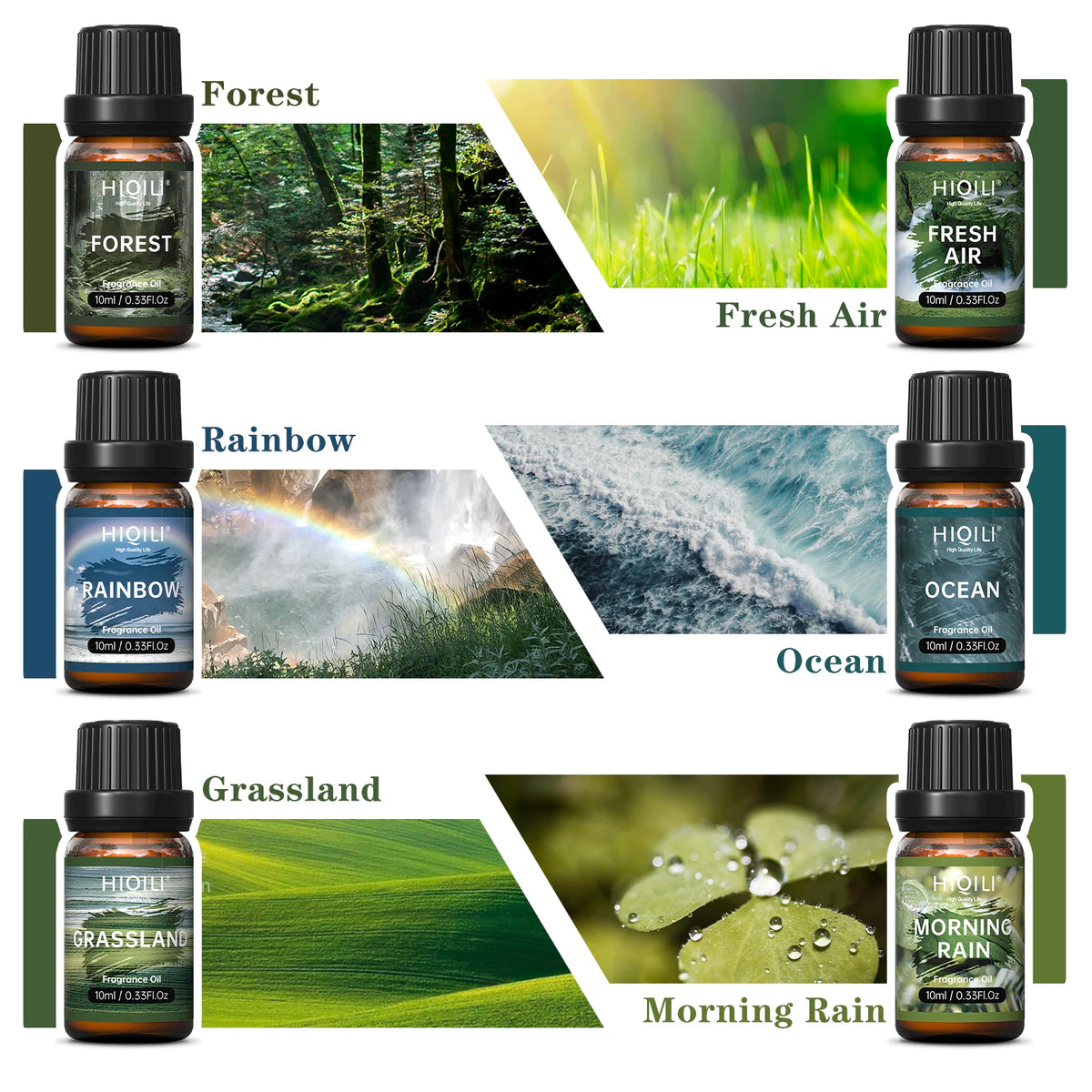 Hiqili Nature Theme Fragrance Oil Set For Aromatherapy And Home