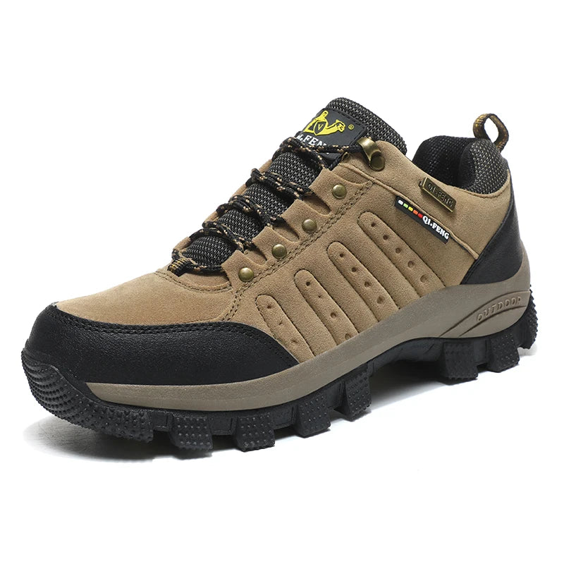 2026 New Men Shoes for Men Sneakers Leather Waterproof Mountaineering Camping Hiking Shoes Thick Sole Comfortable Running Shoes