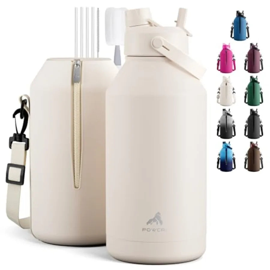 Leakproof Insulated Water Bottle With Straw Spout Lid