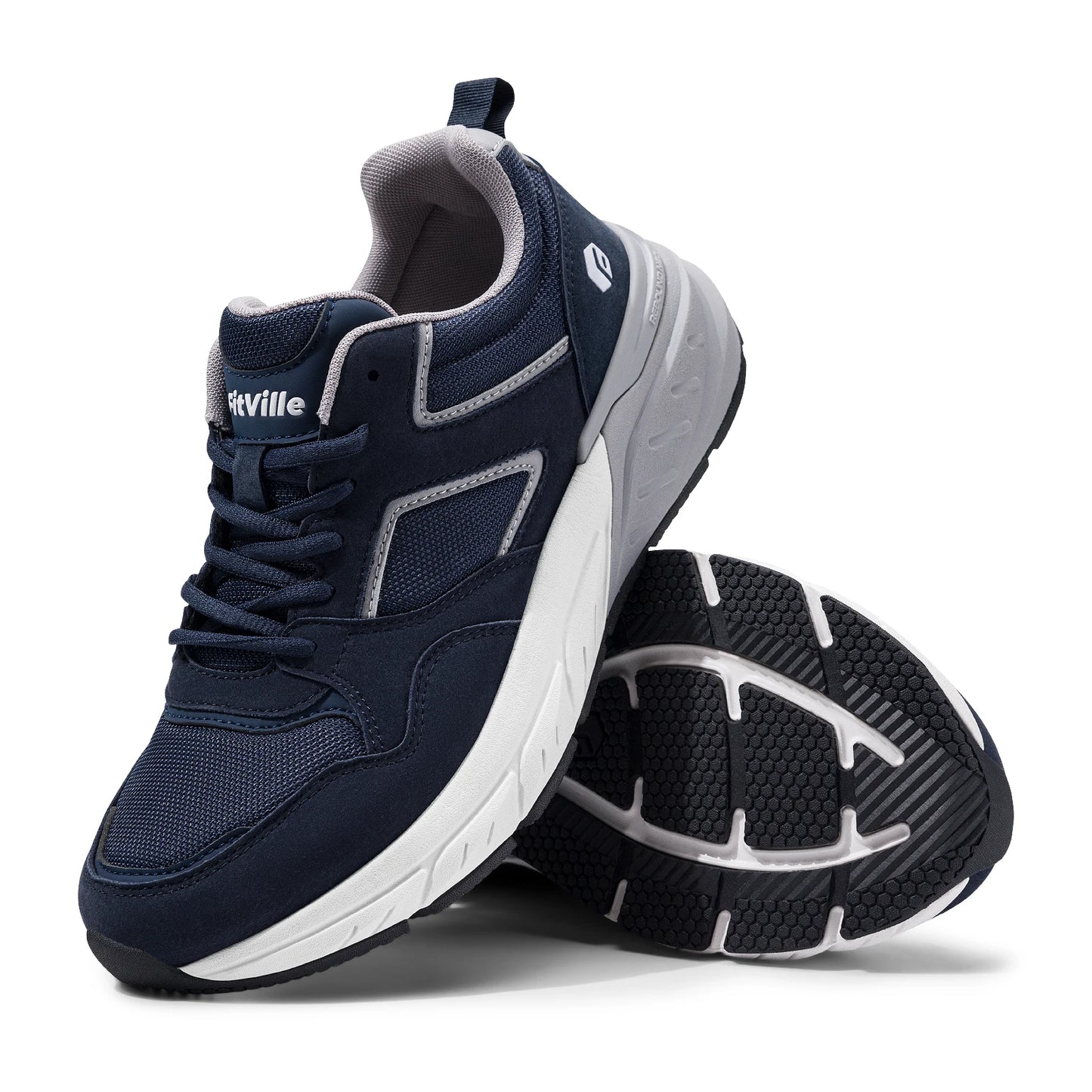 FitVille Newest Walking Shoes for Men Wide Width Sneakers with Arch Support for Flat Feet Heel Pain Relief Plantar Fasciitis