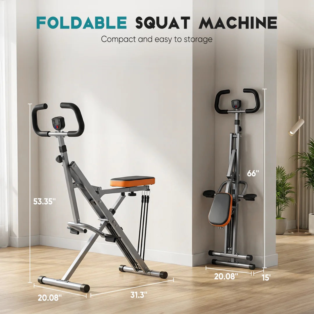 Foldable Squat Machine With Adjustable Resistance For Home Workout