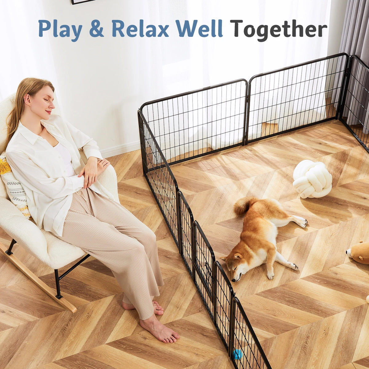 Jhk Metal 8 Panel Foldable Dog Playpen For Pets
