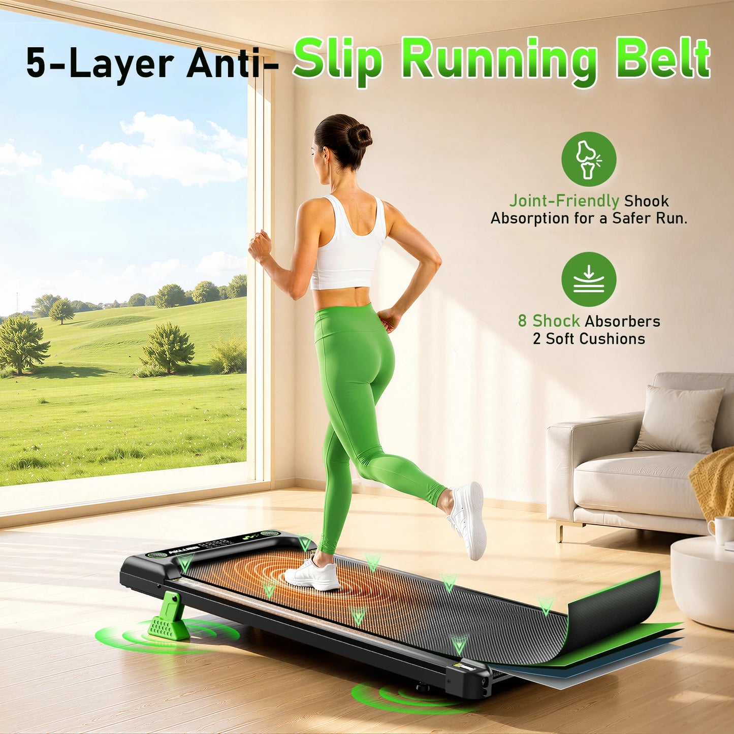 Akluer Walking Pad Under Desk Treadmill With Incline 2.5HP 300Lbs