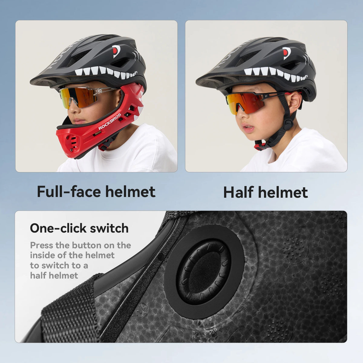 Rockbros Child Detachable Full Face Impact Resistant Cycling Helmet