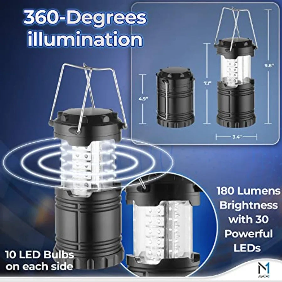 Usa Led Camping Lanterns 2 Pack Long Lasting Battery Powered Emergency Light
