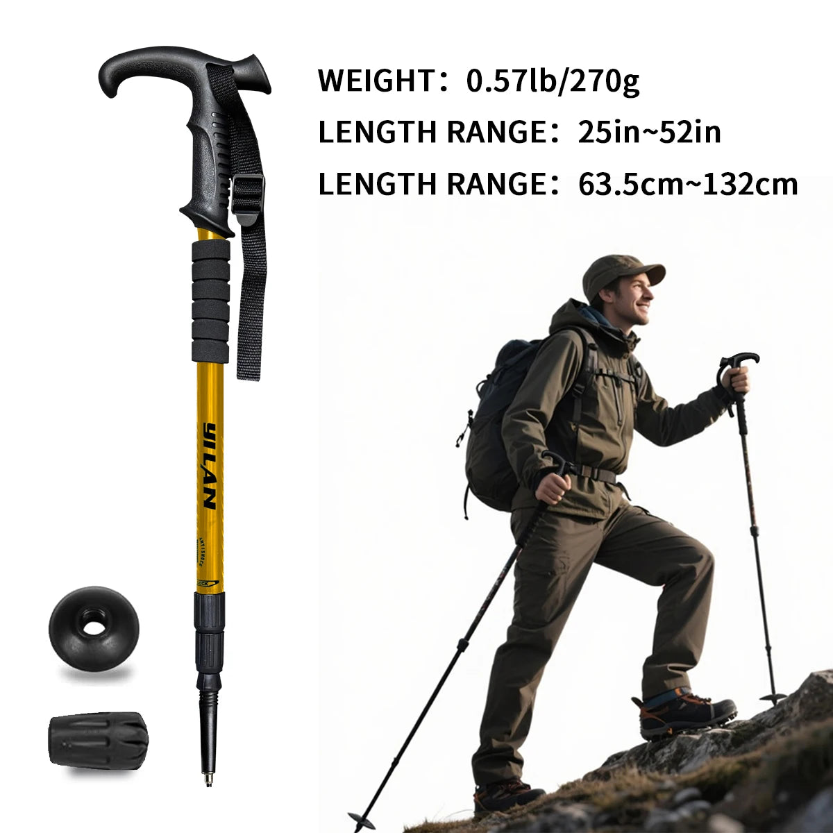 Ultralight Aluminum Hiking Poles With Shock Absorption And Quick Locking