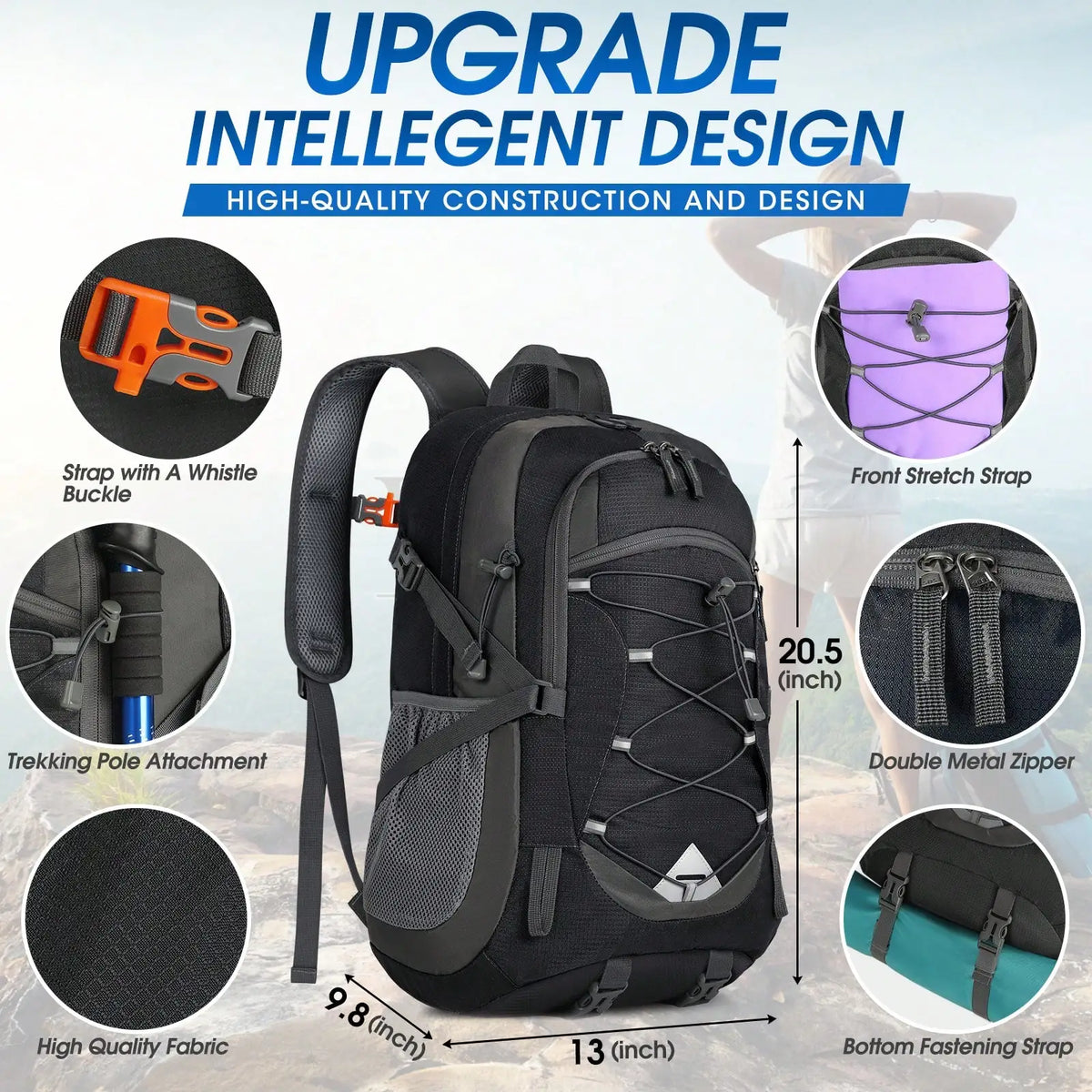 Lightweight Packable Hiking Backpack With Adjustable Straps
