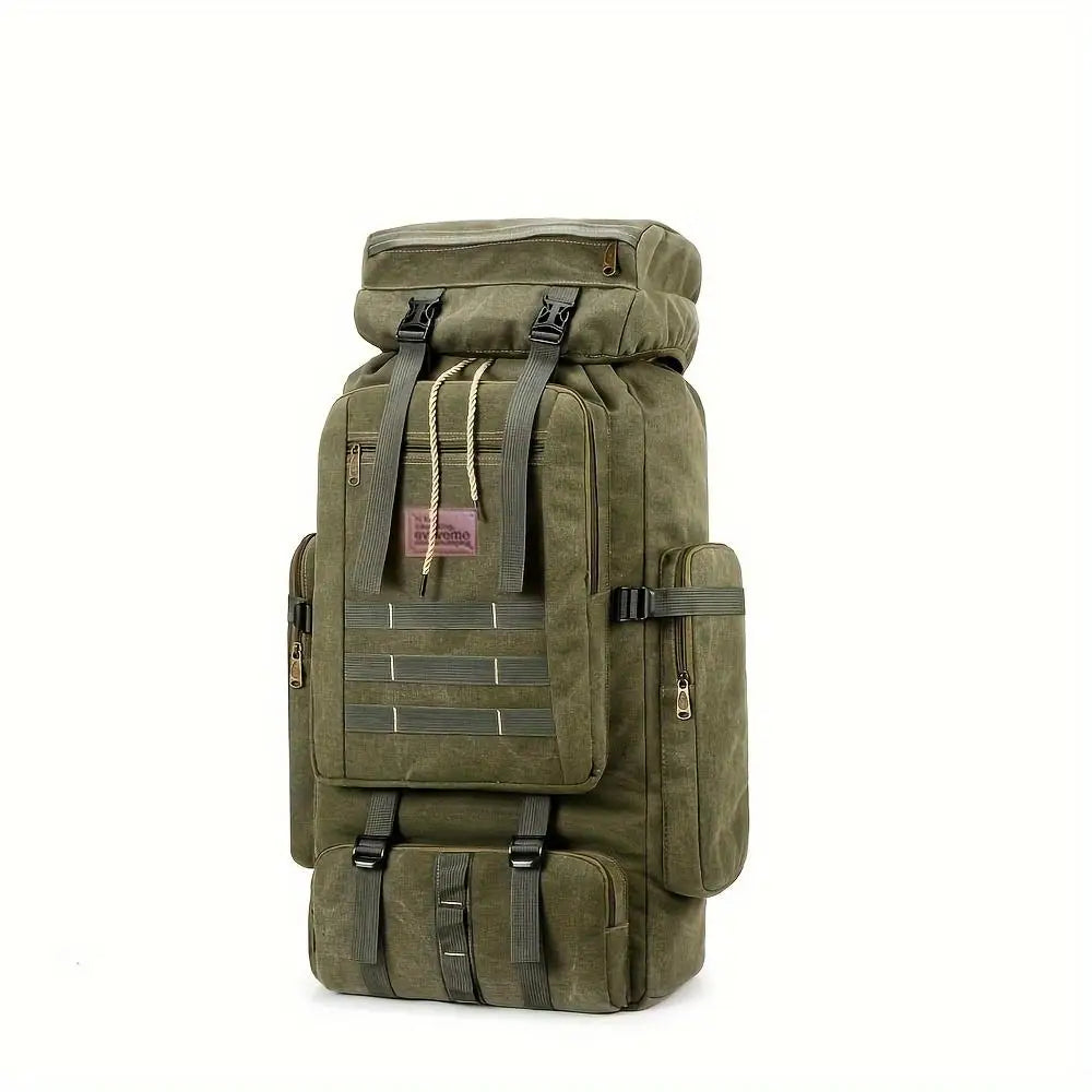 Canvas Hiking Daypack With Adjustable Straps And Hydration System