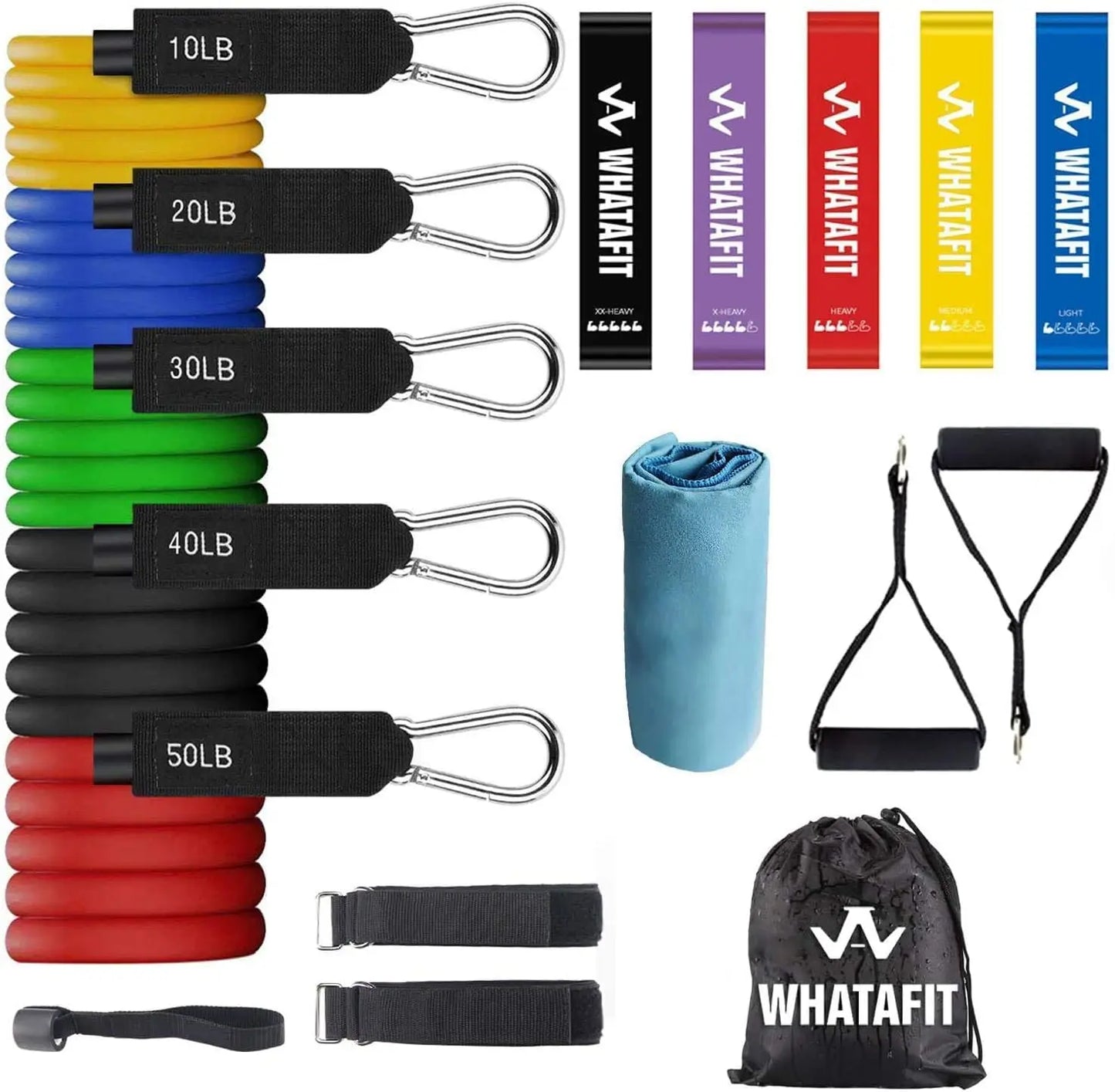 Whatafit 5 Levels Resistance Bands Set With Handles Door Anchor