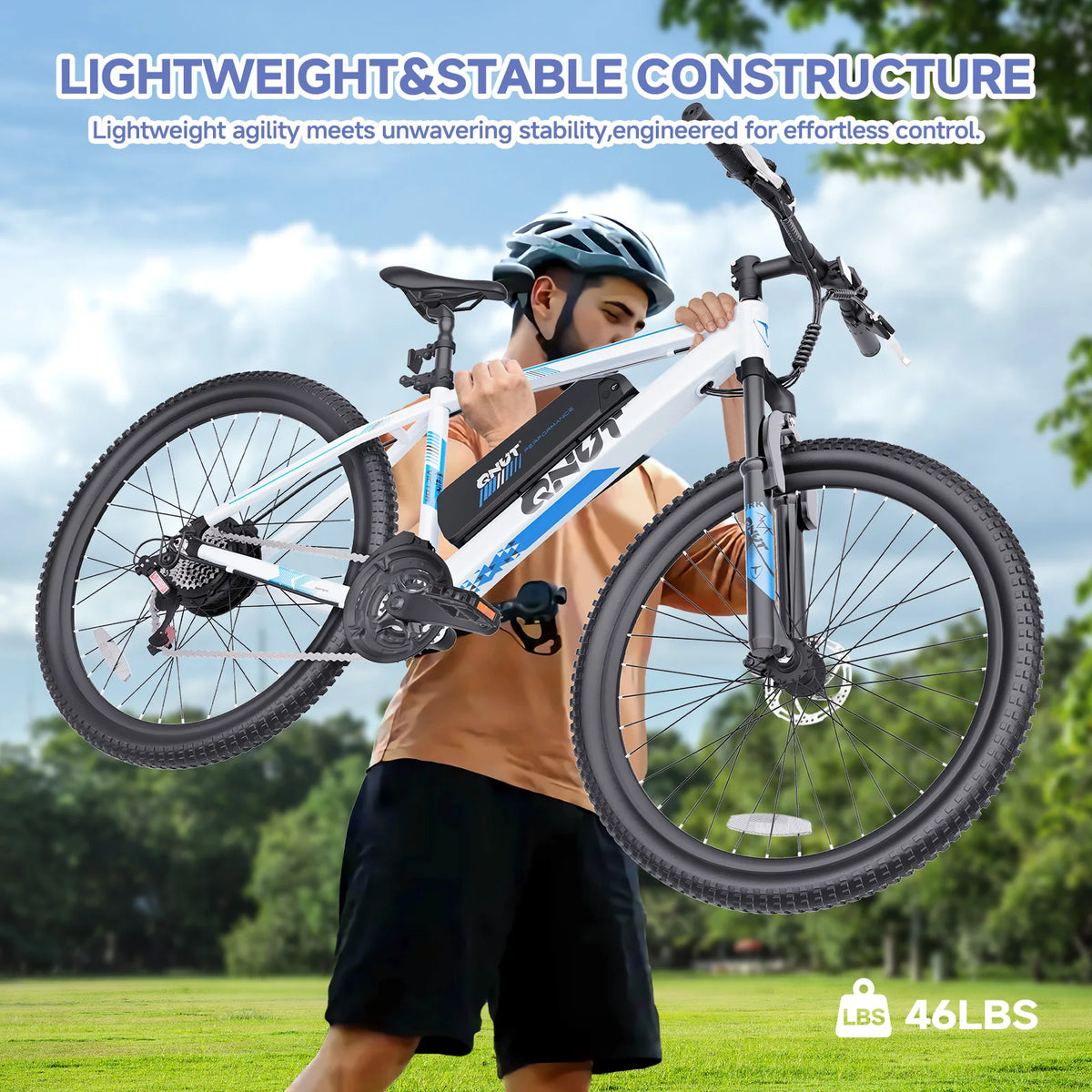 QNUT 1000W Adult Electric Mountain Bike With Removable Battery