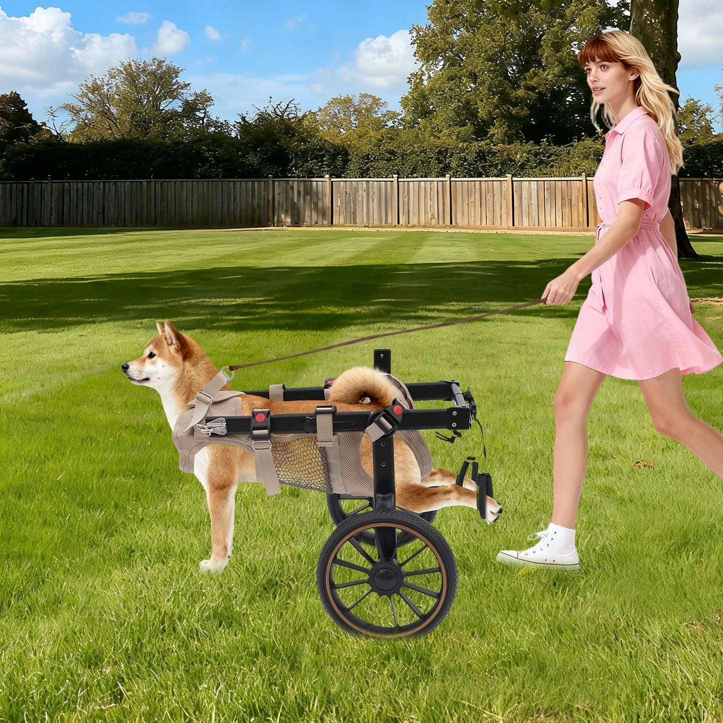 Bymaocar Adjustable Aluminum Dog Wheelchair Leg Support Rehabilitation Aid