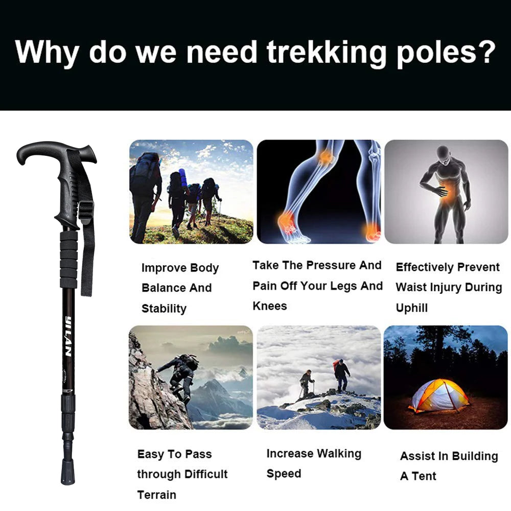 Ultralight Aluminum Hiking Poles With Shock Absorption And Quick Locking