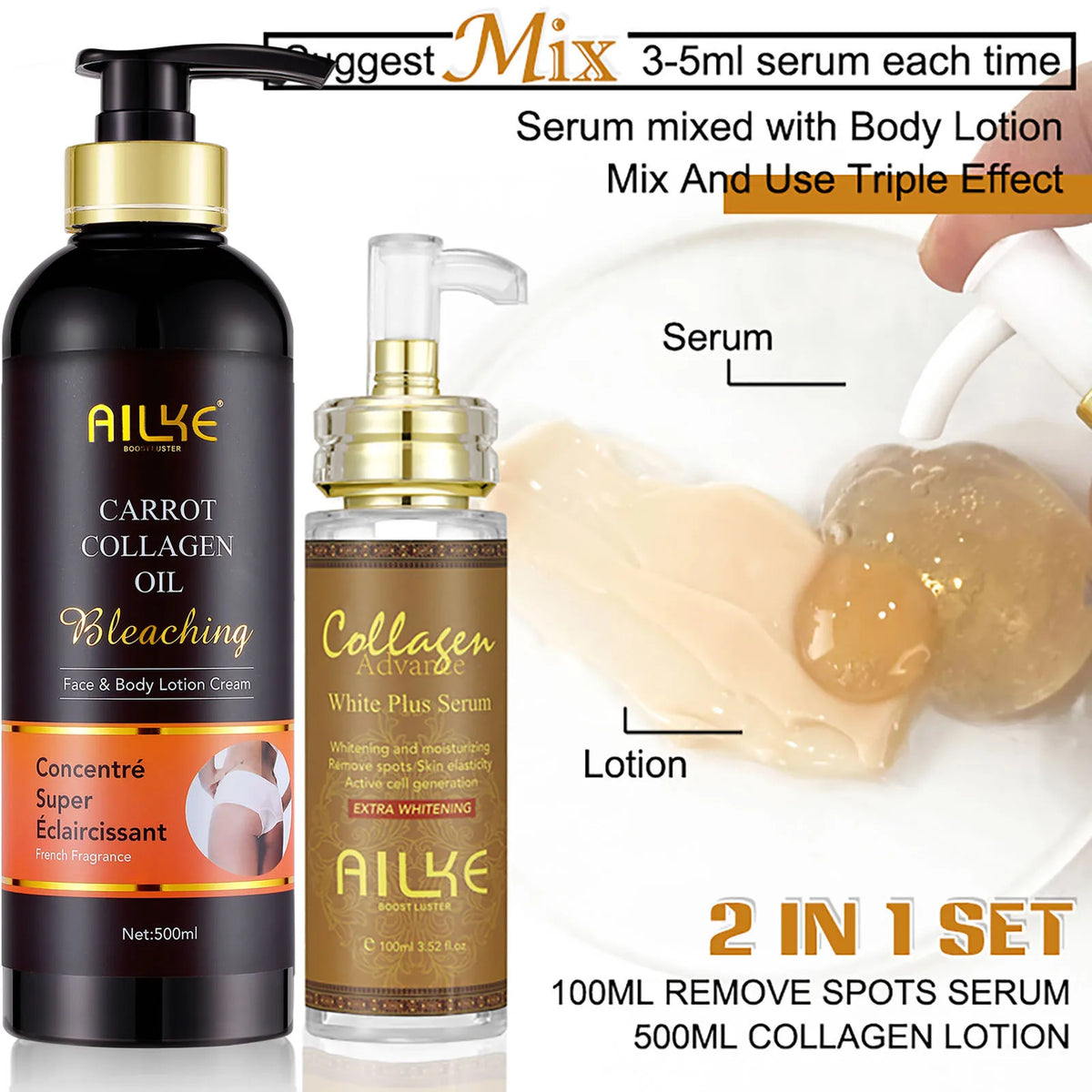 AILKE Skin Whitening Face Serum With Organic Collagen
