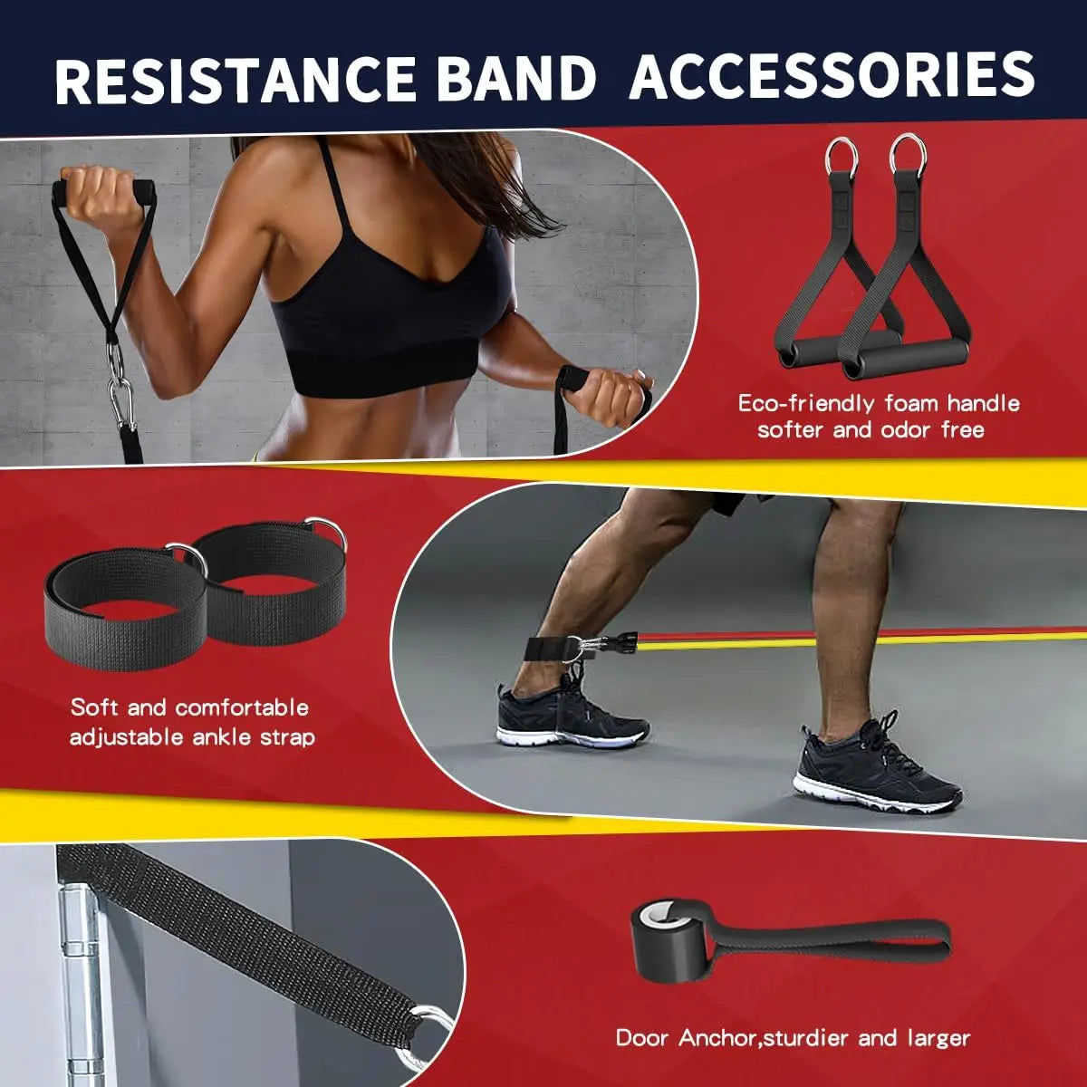 Whatafit 5 Levels Resistance Bands Set With Handles Door Anchor