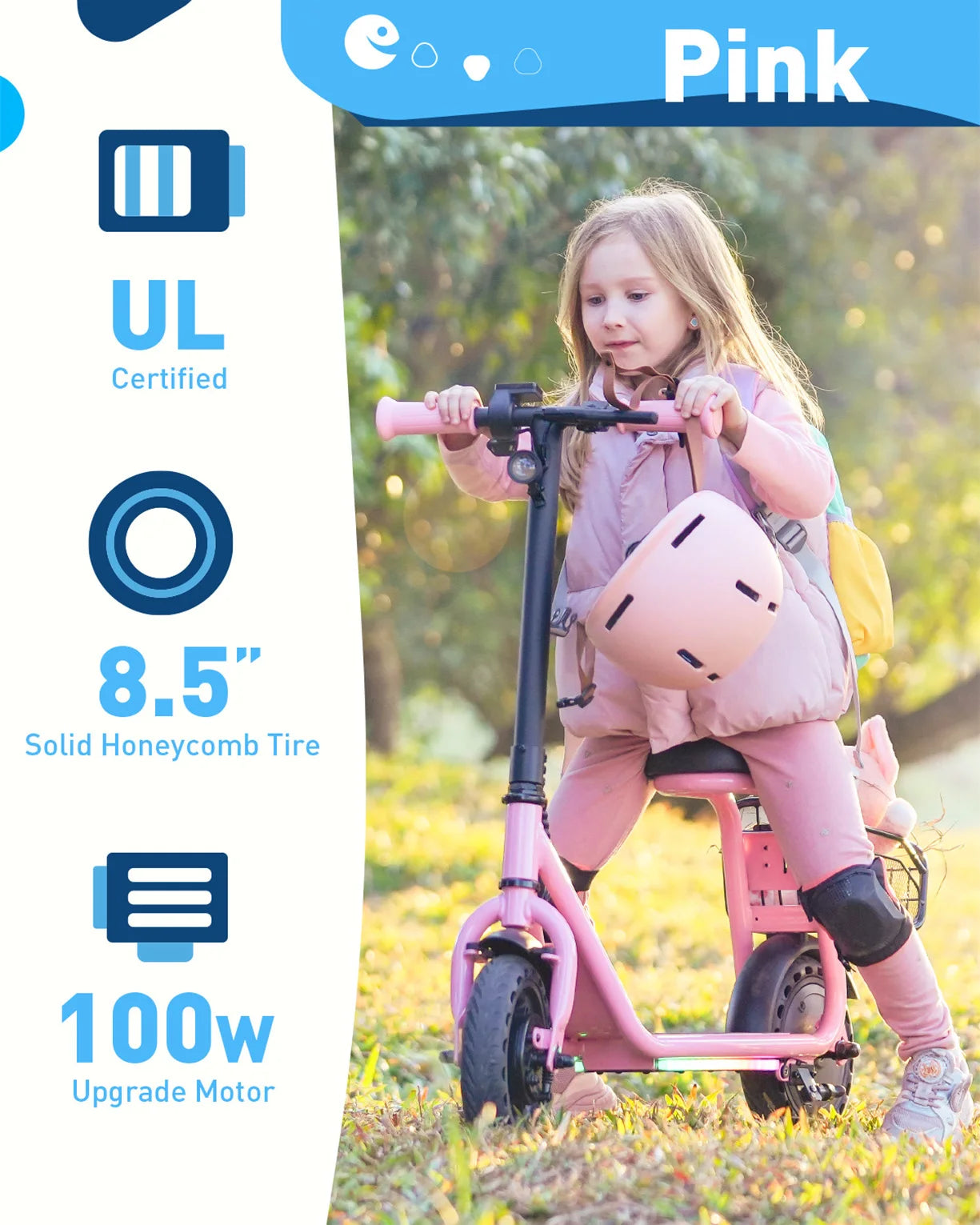 Hiboy Q2 Lite Kids Electric Scooter With Seat 100W Motor