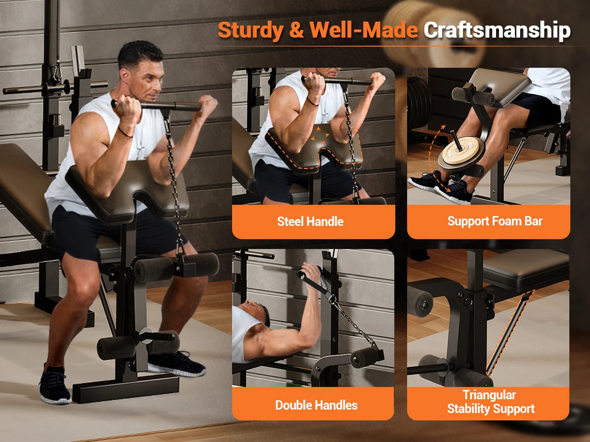 HiMISS 4 In 1 Adjustable Weight Bench With Leg Developer
