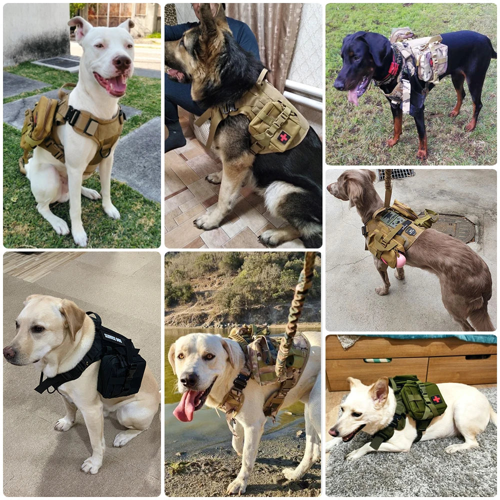 Tactical Dog Harness Leash Set Military Training Vest No Pull