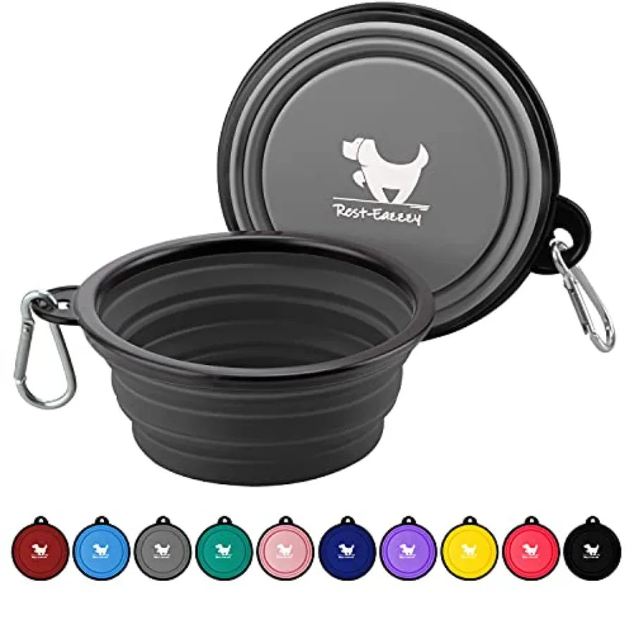 Pack Collapsible Dog Travel Bowls With Pet Feeding Disks