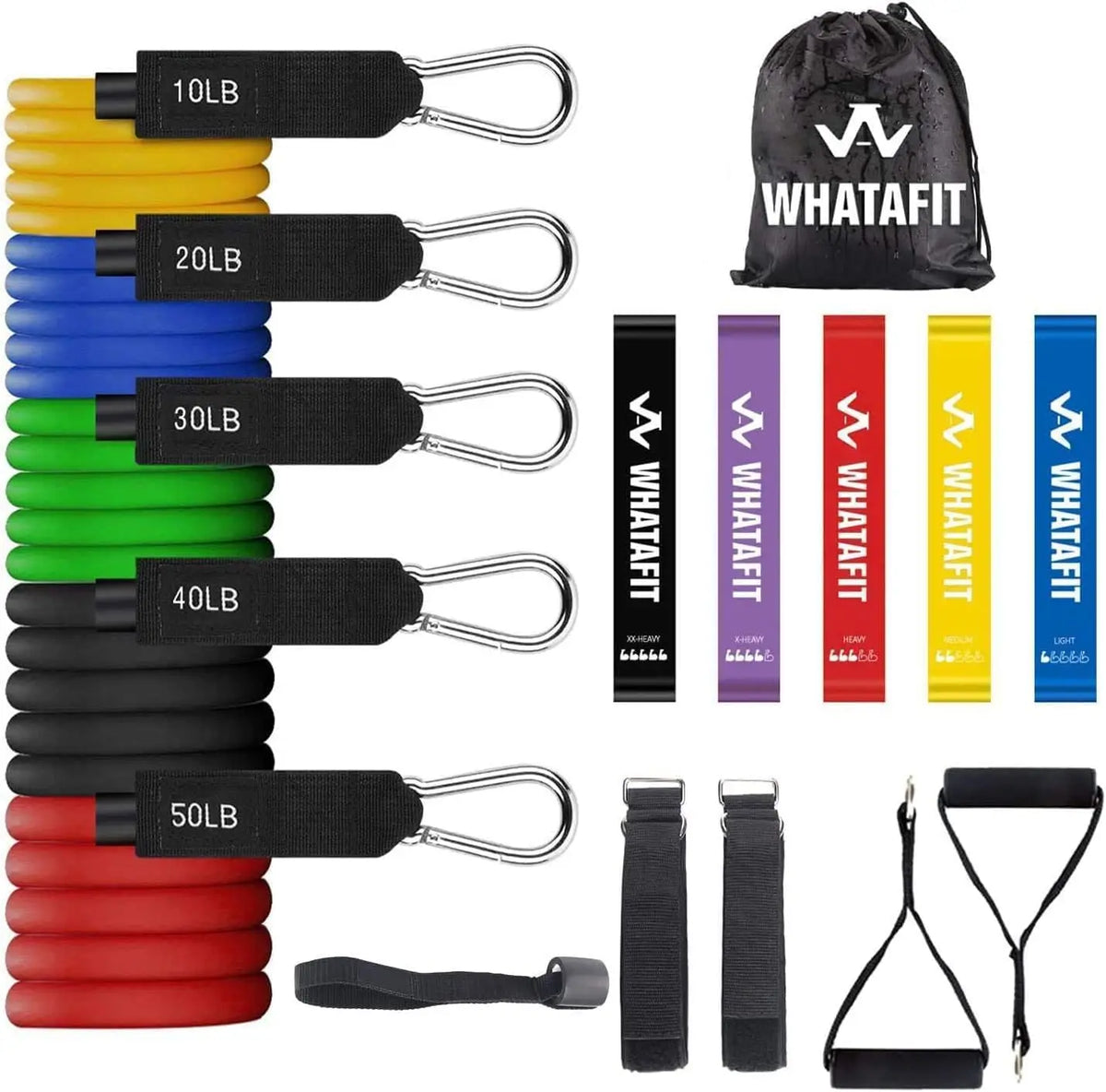 Whatafit 5 Levels Resistance Bands Set With Handles Door Anchor