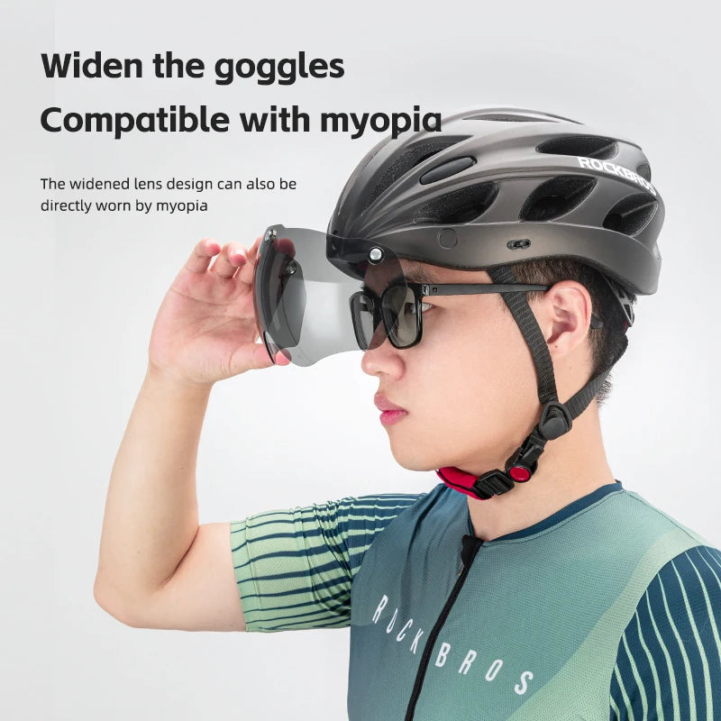 Rocbros Lightweight Integrated Cycling Helmet With Goggles For Men And Women